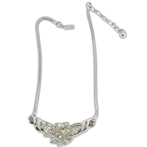 Vintage Crown Trifari PAT PEND Dazzling Rhinestone Rhodium plated Necklace